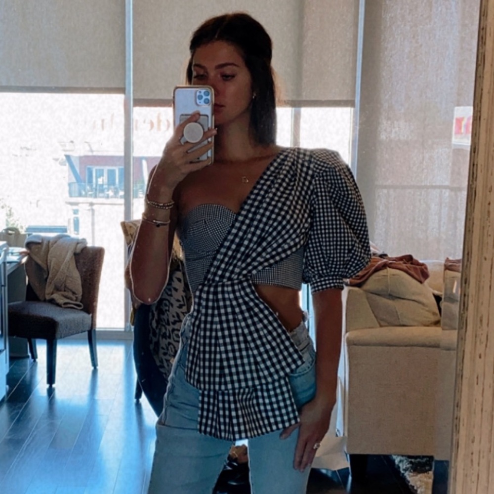ACLER Plaid asymmetrical top